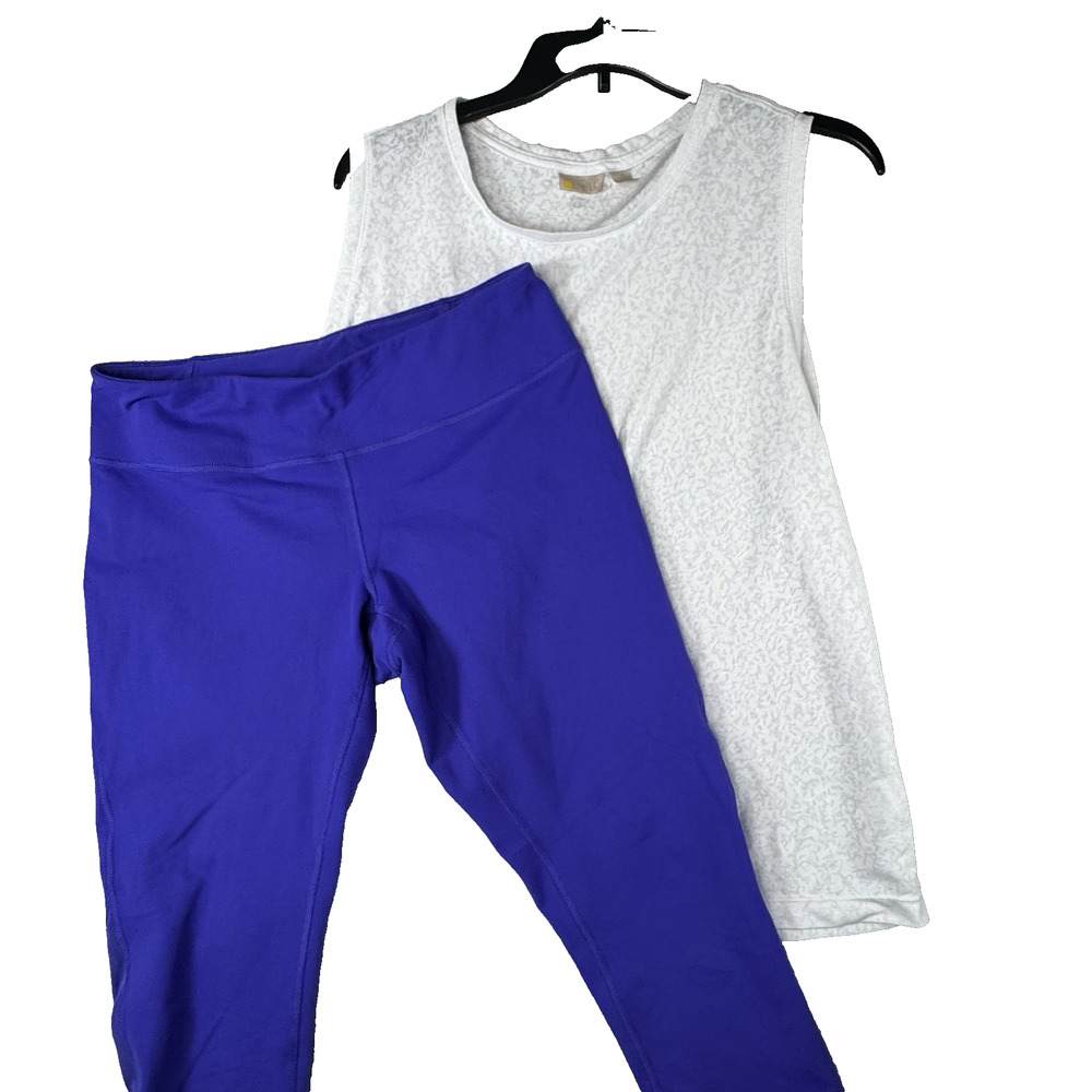 Zella Women Medium Crop Blue Mesh Side White Relaxed Tank Top Lot Workout Yoga